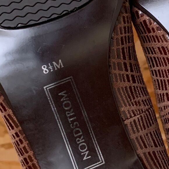 Nordstrom Animal Print Leather Pumps Heels Embossed Brown Women’s Size 8.5 - Picture 11 of 13